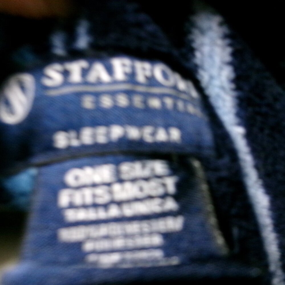 Mens one sz Stafford robe striped plush fleece mid calf tie front - Picture 4 of 4